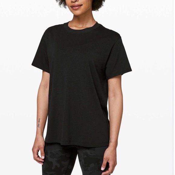 Lululemon Tops - Lululemon All Yours Boyfriend Tee Black Vitasea Pima Cotton Shirt Size 6